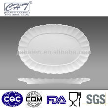 14'' Bone china oval meat or cake plate with straight line